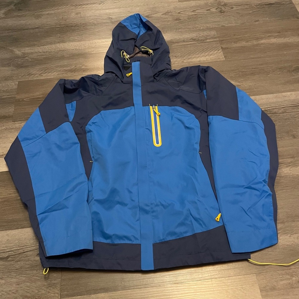 Mocotono Mens Blue Colorblock Hooded Windbreaker Jacket Size M Outdoor Hiking